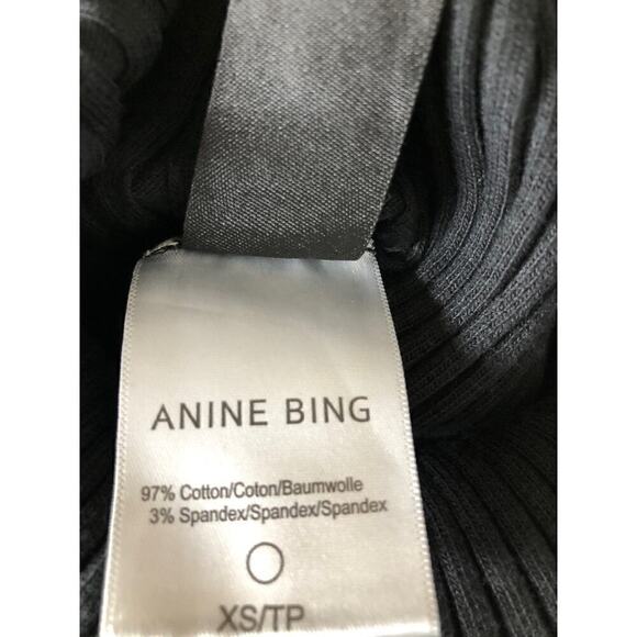 Anine Bing Victoria Top Ribbed Knit Cutout Long Sleeve Turtleneck Black Size XS - Picture 8 of 10